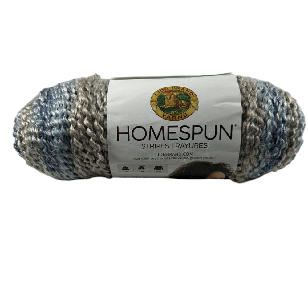 Lion Brand Yarn Homespun Beachside Stripes 225D Variegated Blue Skein Acrylic